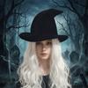 Korean Style Wool Bucket Hat Star Pendant Halloween Hat Vintage Witch Hat  Party