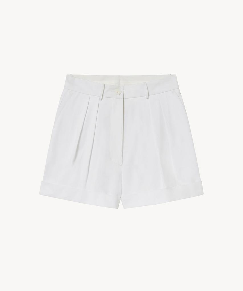 LADY VOLUME Pleated Turn-Up Pants (White)