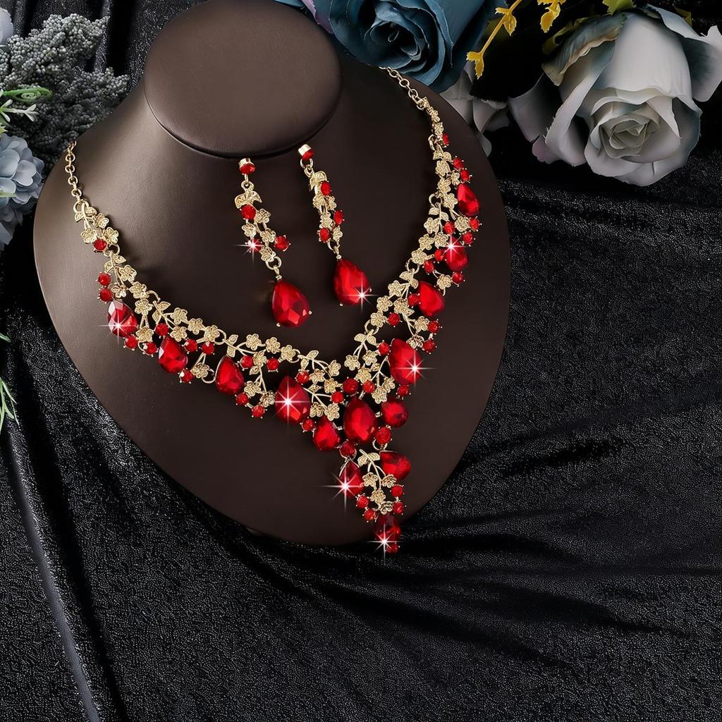 Exquisite High-End European & American Bridal Necklace Earring Set - Elegant Wedding Accessories