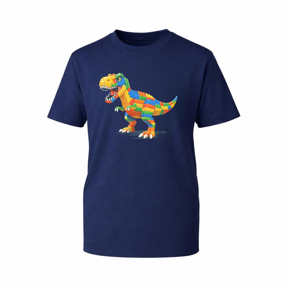 Building Blocks Dinosaur Graphic TShirt Colorful Bricks Rainbow Unisex TTop S