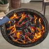3D Flame Illusion Masterpiece Circular Carpet Stove Design Stunning Optical Illusion Carpet Appearance Cracked Floor Mat