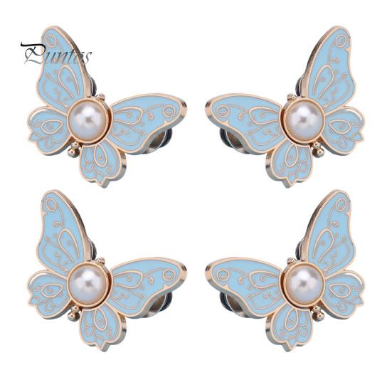 

2/7 пар металлических пуговиц для застежки на талии в форме бабочек, искусственные жемчужины, регулируемые многоразовые зажимы для брюк для самостоятельного изготовления небесно-голубой