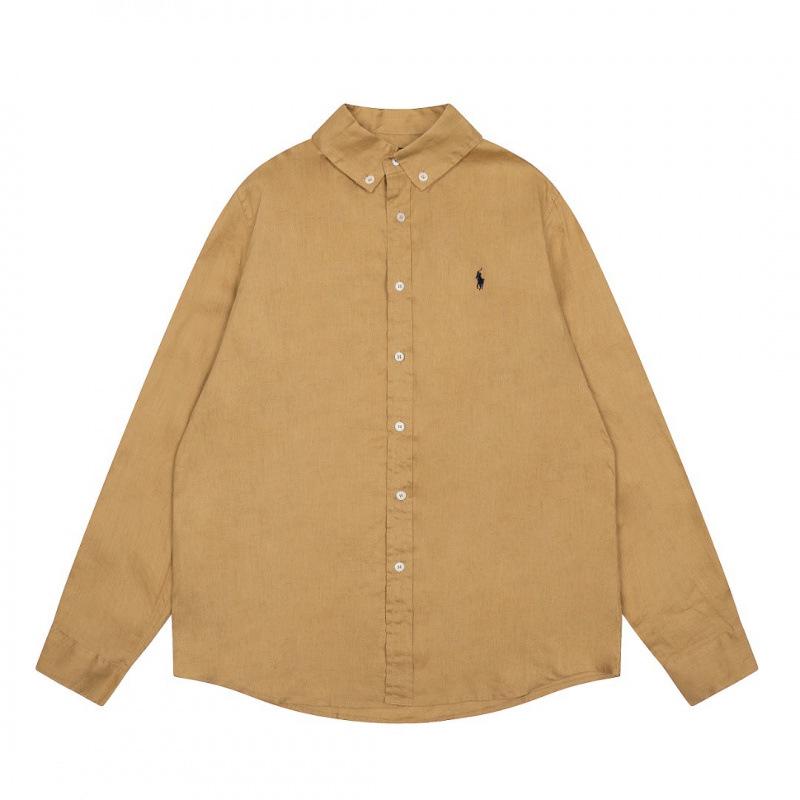 100% Linen Unisex Shirt with RL Ralph Embroidered Pony Logo L