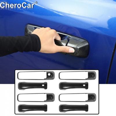 Car Side Door Handle Cover Trim For Dodge RAM 1500 2010-2017 Black Carbon Fiber