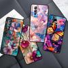 Butterfly Flower Pattern Phone Case For Xiaomi Redmi 12 13C 12C 13 10C 9T A2 9A 9C 7A Note 10S 8T 10 9 8 Pro 4G 5G Black