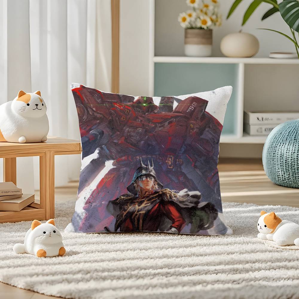 Mobile Suit Gundam Strike Gundam Anime Plush Pillow Cover Soft Short Plush Cushion Cover For Sofa Bedroom Home Decor Gift
