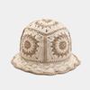 Korean Retro Stripe Handmade Crochet Bucket Hats Autumn and Winter Y2k  Fisherman's Cap Women Tassel Colored Wool Hats