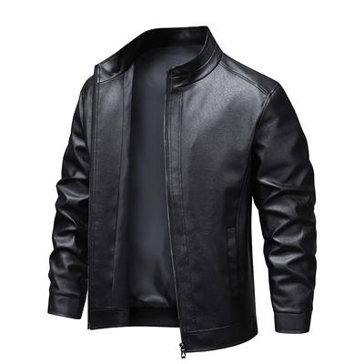 Chaquetas de Cuero Nuevas para Hombre Primavera Nueva Chaquetas de Cuello Alto Tops para Hombre Chaquetas Casuales Cortavientos
