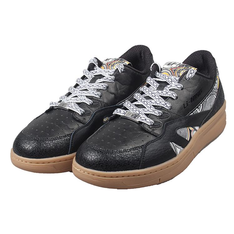 Li Ning 937 Deluxe Low Synthetic Leather Lightweight And Breathable Low top Skateboard Shoes Men's Black Brown AZGS045-3