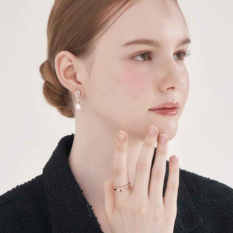 Cercei lungi cu perle fine în formă de picătură de apă, aur 14K, ELLE Jewelry ELGPEE556