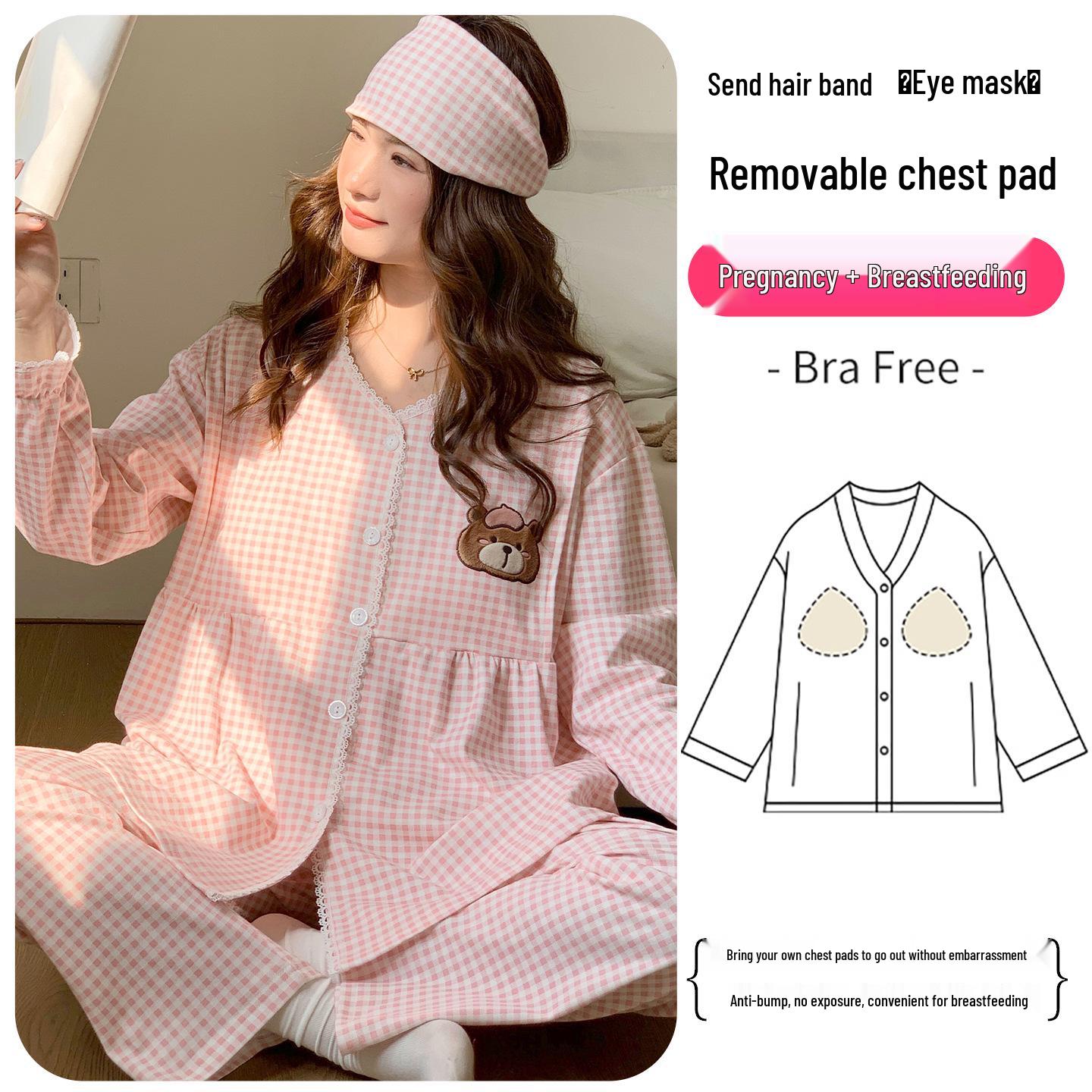 

Plus Size Maternity Pajamas with Chest Pads for Spring, Summer, and Autumn - Ideal for Pregnancy and Postpartum Breastfeeding. 3XL
