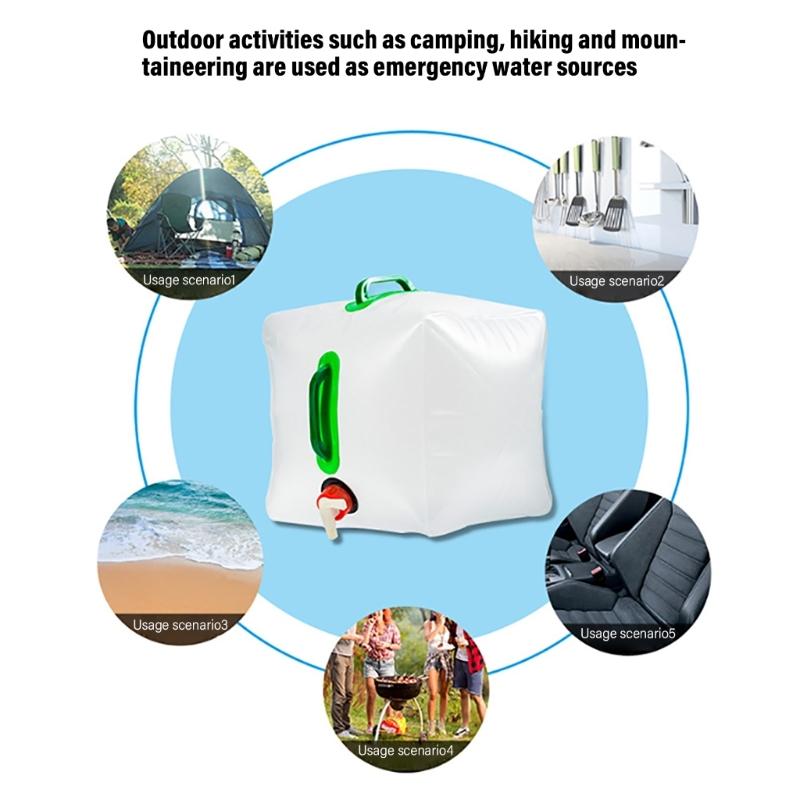 Outdoor Folding Water Bag Large Capacity Water Bucket Foldable Water Container with Tap for Outdoor Camping Fishing