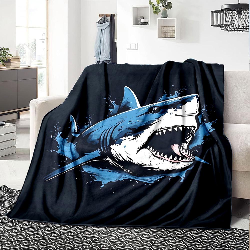 1pc shark ocean Throw Blanket Soft Flannel, Cozy All Season Polyester Perfect for Home, Office