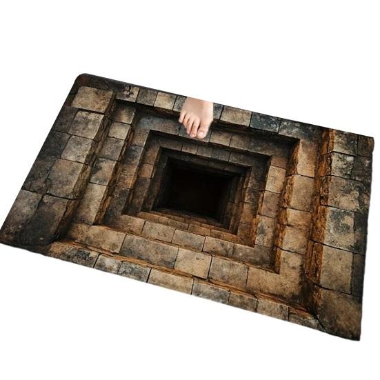 3D Optische Täuschung Fußmatte Rutschfest Vision Teppich mit Atemberaubendem 3D Visuellen Effekt Design Teppich für Wohnzimmer Schlafzimmer Flur Pflegeleichter Teppich