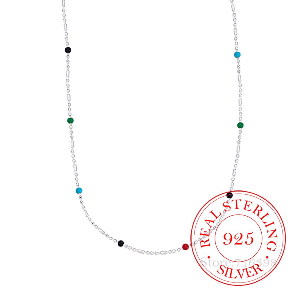 Collane con Catena a Fagiolo Arcobaleno in Puro Argento Sterling 925 per Donne Ragazze Choker Femminili in Argento 925 Gioielli collares para mujer