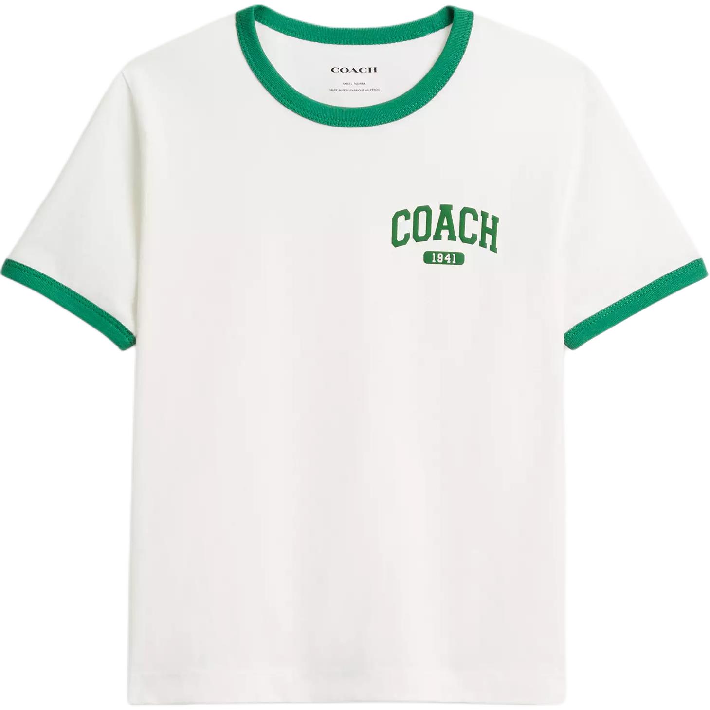 Coach Органический хлопок спортивная футболка с коротким рукавом обычного кроя женские топы CAH76-WTGN XS