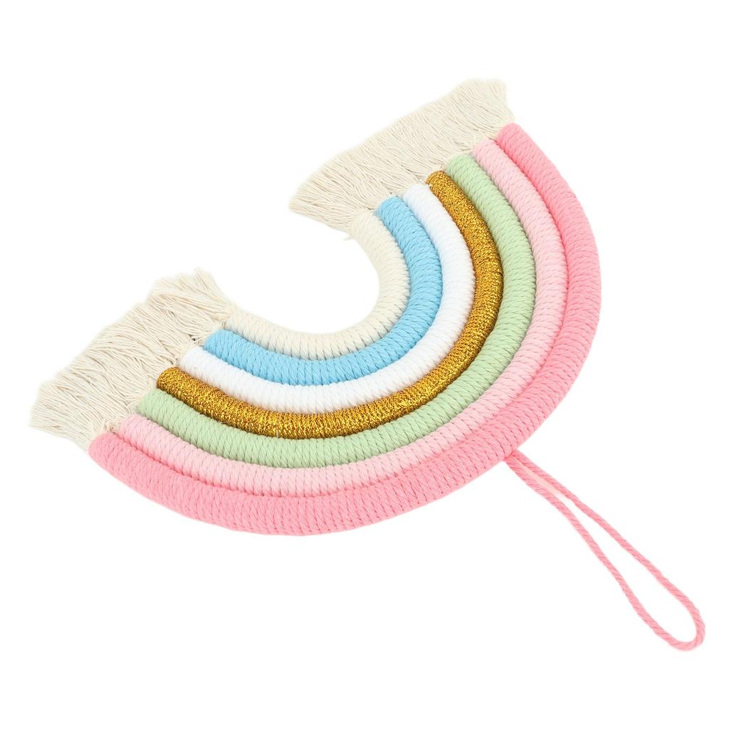 Macrame Woven Rainbow 7 Colors Hand Woven Rainbow Wall Hanging Tassel Decoration for Home Room