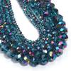 3 4 6 8 10mm Faceted Crystal Beads Peacock Blue Glass Abacus Loose Beads For DIY Jewelry Making Bracelets Necklace Accessories