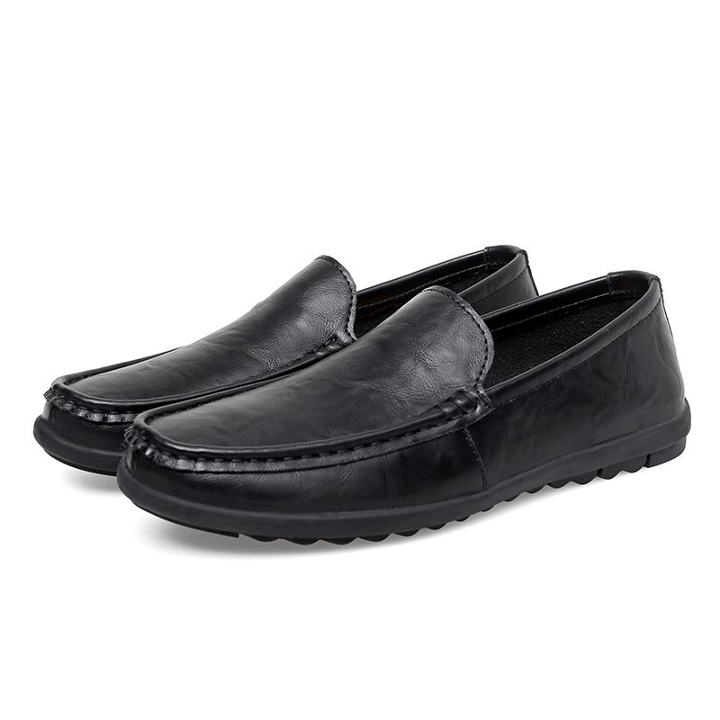 Men's British Fashion Business Casual Leather Shoes Comfortable Soft Soles Lazy Person's Driving Shoes Male Breathable Loafers