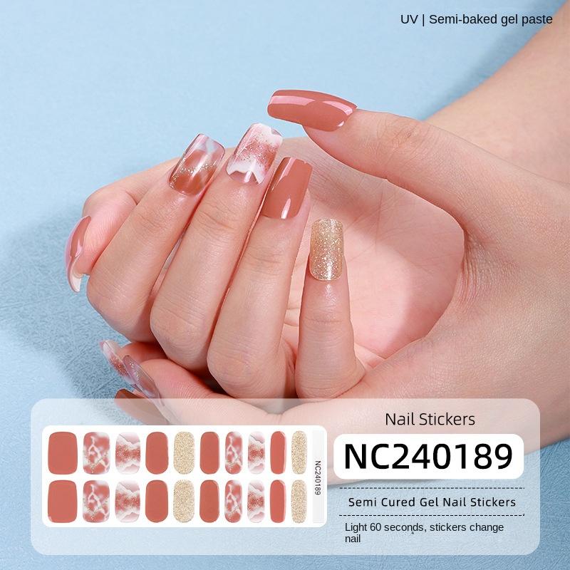New Hot Stamping Laser Gel Nail Stickers French Nail Polish Glue Semi-cured Gel Nail Stickers