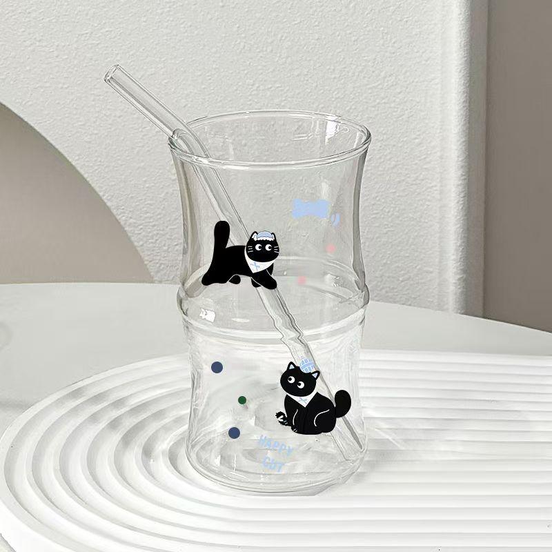 Cute China Panda Glass Creative Tea Bottle Single Transparent Coffee Cup Juice Panda Breakfast Milk Cup Glassware for Drinking