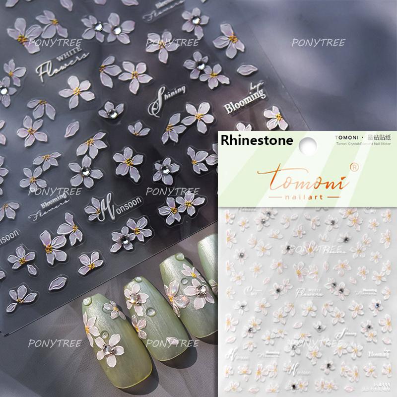 Embossed Flower Pink Butterfly Lucky Peach Blossom Chic Spring Petal 5D Soft Relief Adhesive Nail Art Stickers Manicure Decals