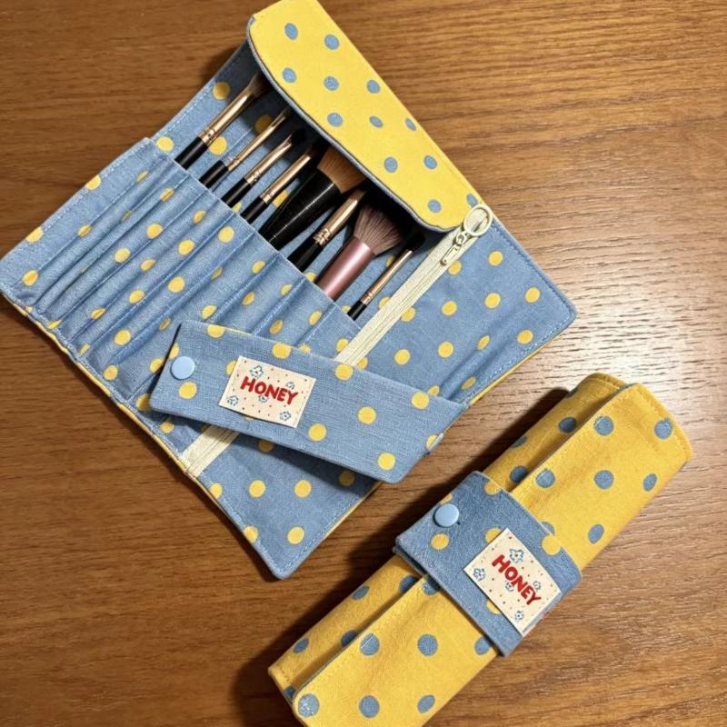 Vintage Prikket Sammenrulbar Blyantstaske Dobbeltbrug Makeuppenselholder Bærbar Gave