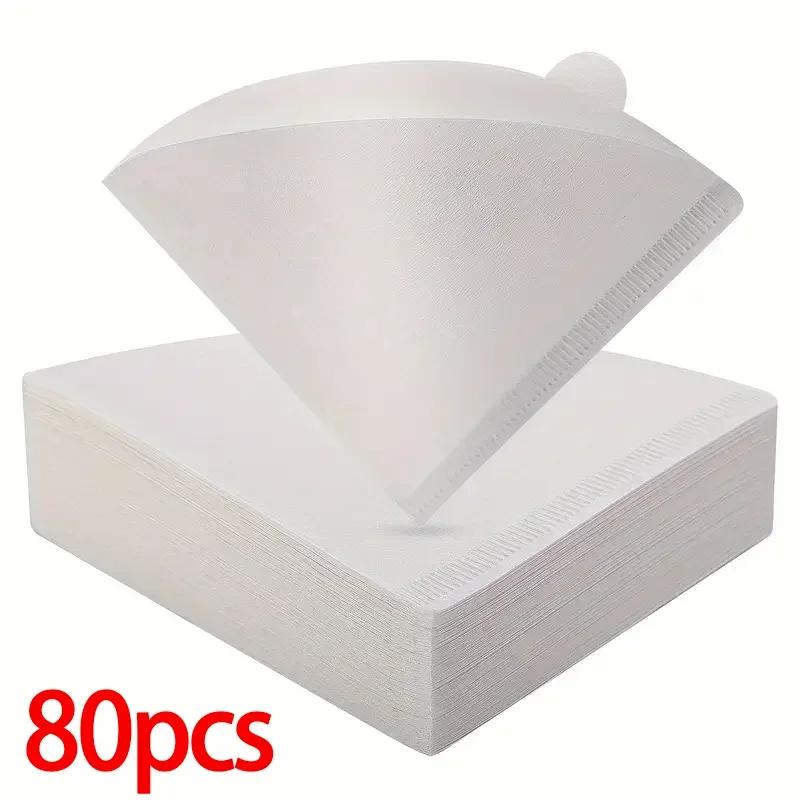 40/120 PCS V-shaped Coffee Filter Paper Coffee Cup Filter Paper 1-4 Pieces of Hand Brewed Coffee Pot Filter Paper Coffee Pot