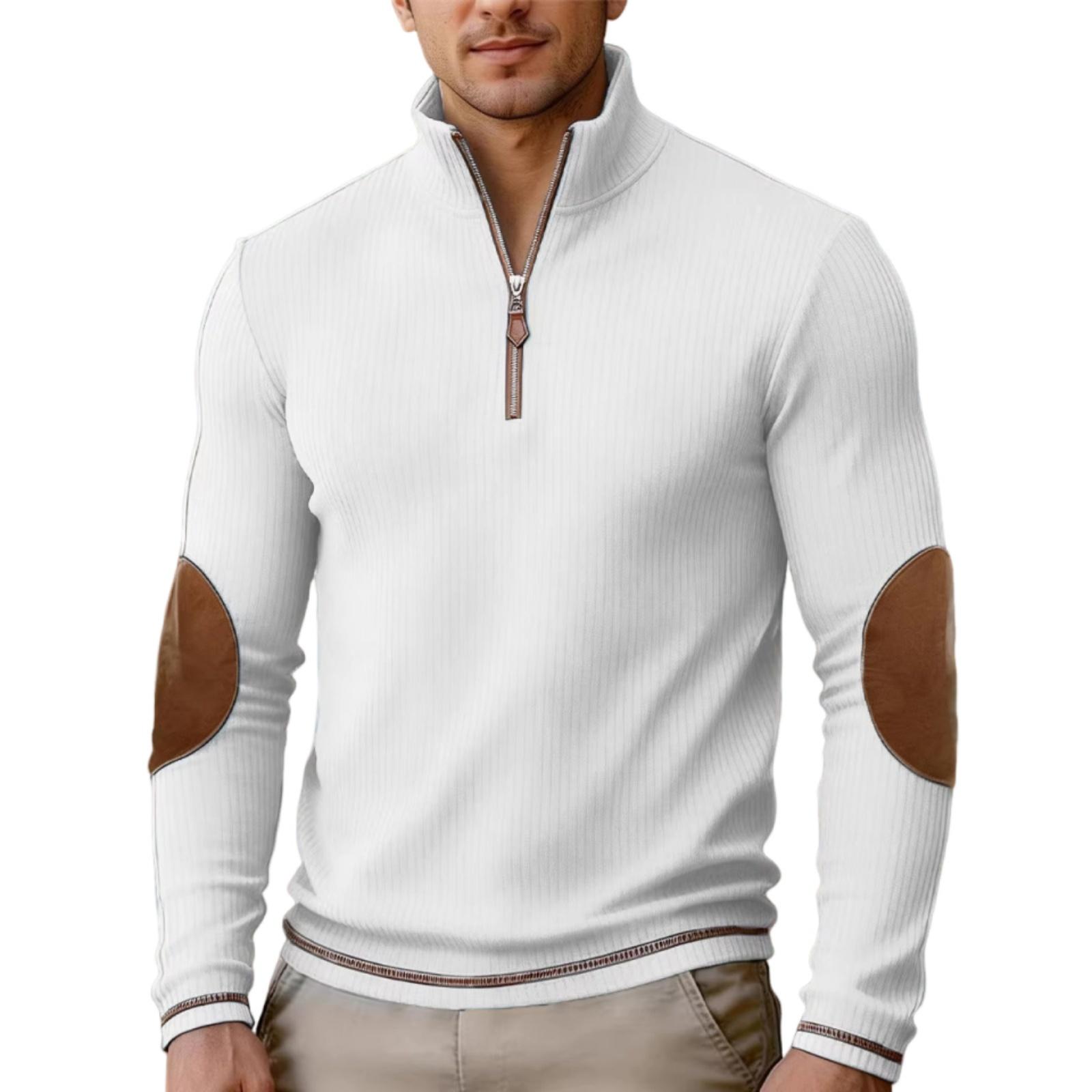 Men s Stand Collar Half-placket Zipper Hoodies, Casual Versatile Tops M