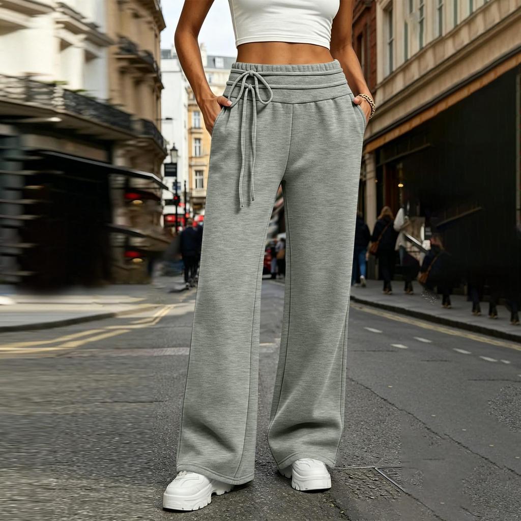 Women's Color Loose Fit Drawstring Sweatpants with Pockets for Casual Wear