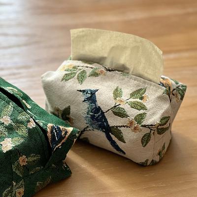 European Retro Style Tissue Box, Fabric Paper Box, Living Room Jacquard Paper Bag, Household Desktop Paper Bag