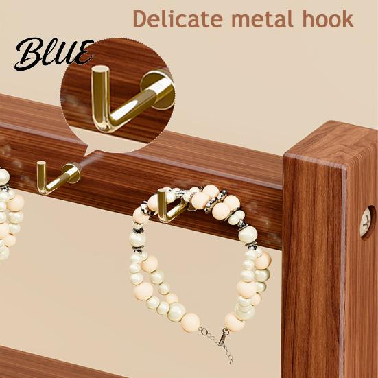 Earring Ring Storage Wooden Jewelry Organizer Durable Display Stand Multiple Layers Space Rustic Wood Saving Rack for Necklaces Bracelets