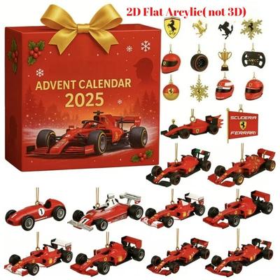 Racing 2025 Christmas Advent Calendar,24 Days Christmas Countdown Calendar, 2D Racing Team Ornaments Collectibles,Holiday Gifts for Fans Boys Girls