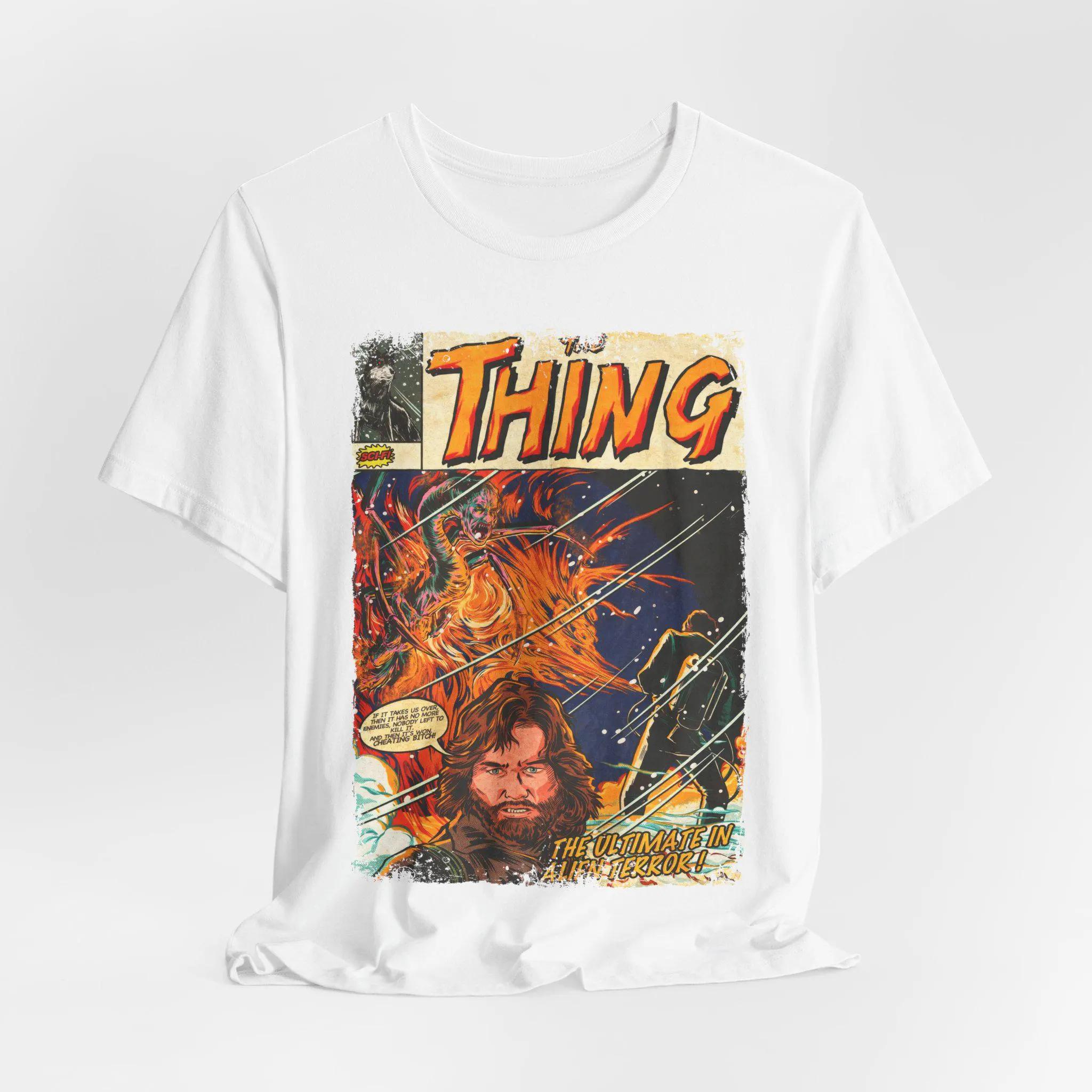 The Thing Movie TShirt Vintage Horror SciFi Graphic Tee Summer Unisexs and Womens Loose and Breathable Tshirt Top S