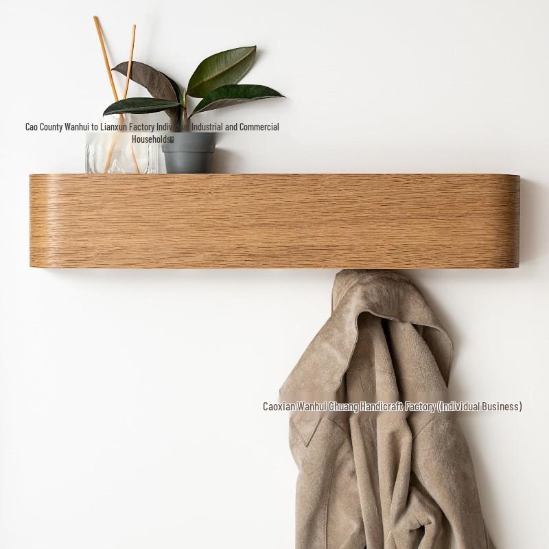 Walnut Wood Wall-Mounted Coat Rack for Living Room or Entryway