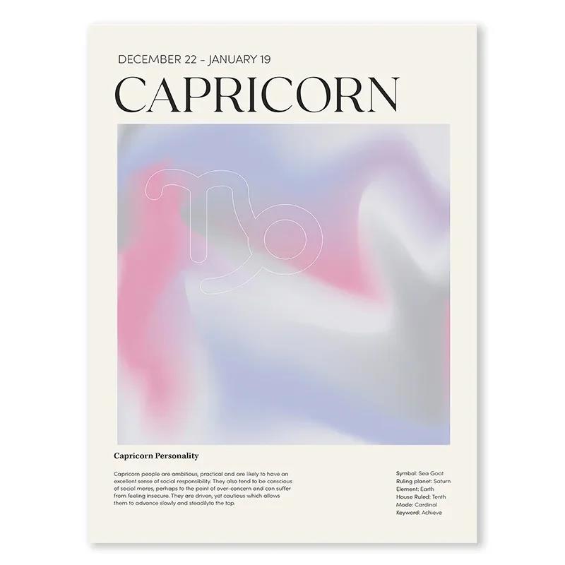 Painting Astrology Gradient Aura Zodiac Poster Horoscope Pictures for Living Room Decoration Constellation Wall Art Canvas