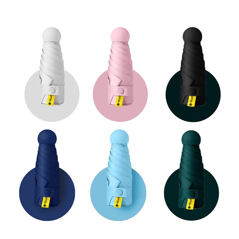 Five-Folding Dual-Purpose Capsule Umbrella Sun Protection Sunshade Pocket Women'S Umbrella Compact Umbrella Foldable Rain