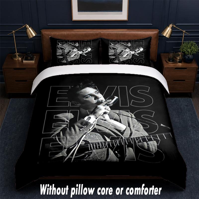 Elvis Presley Design Bed Bedding Set 1 Duvet Cover + 2 Pillowcases Soft Breathable Household Bed Linens