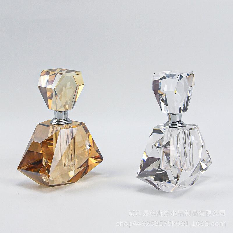 Creative Gemstone Crystal Perfume Bottle Exquisite Amber Diamond-shaped Perfume Bottle Modern Transparent Decorative Jar Gift