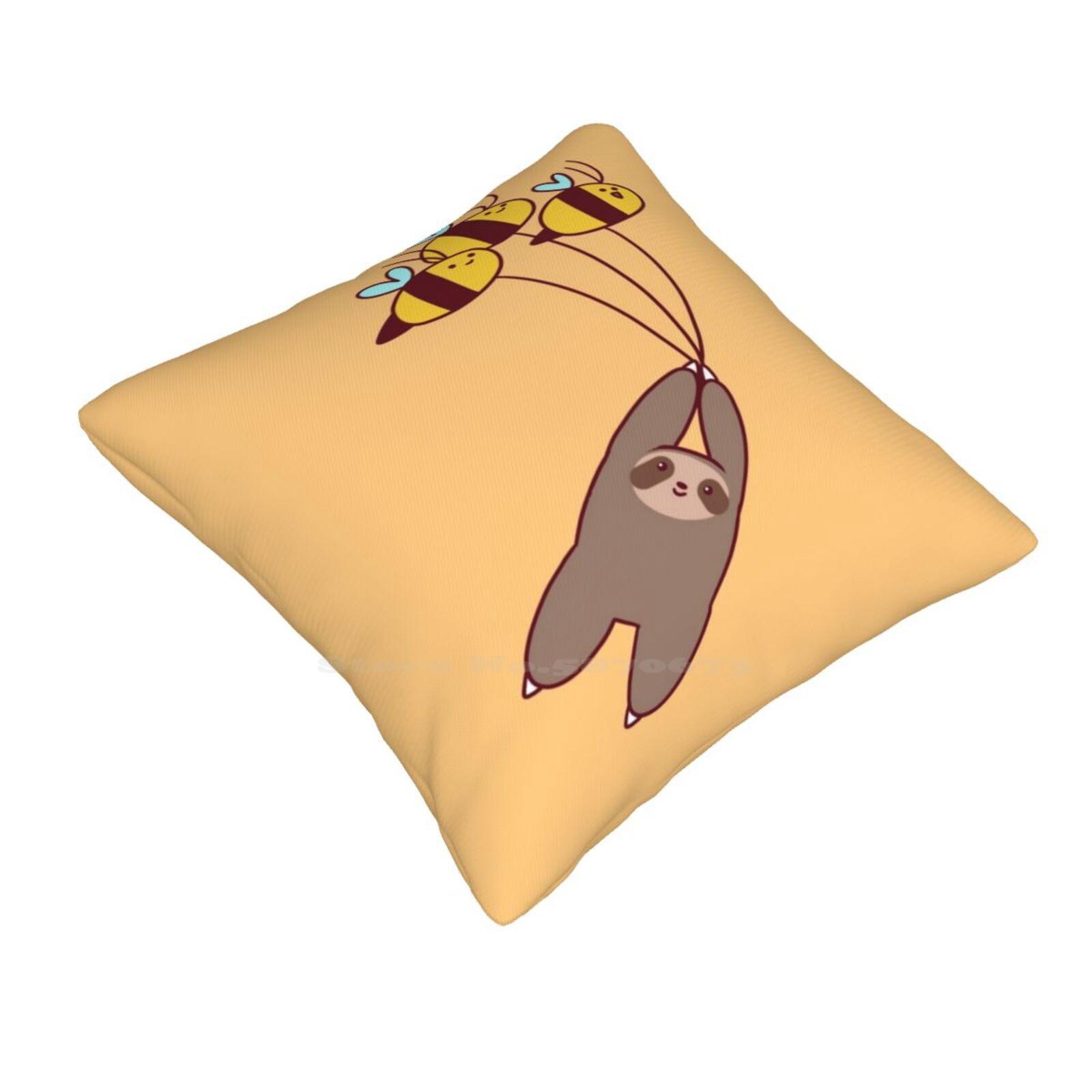 Sloth And Bumble Bees Throw Cushion Pillow Cover Pillowcase Marsupials Animals Bumble Bees Insects Sloths And Bees Bees And 30cmx30cm
