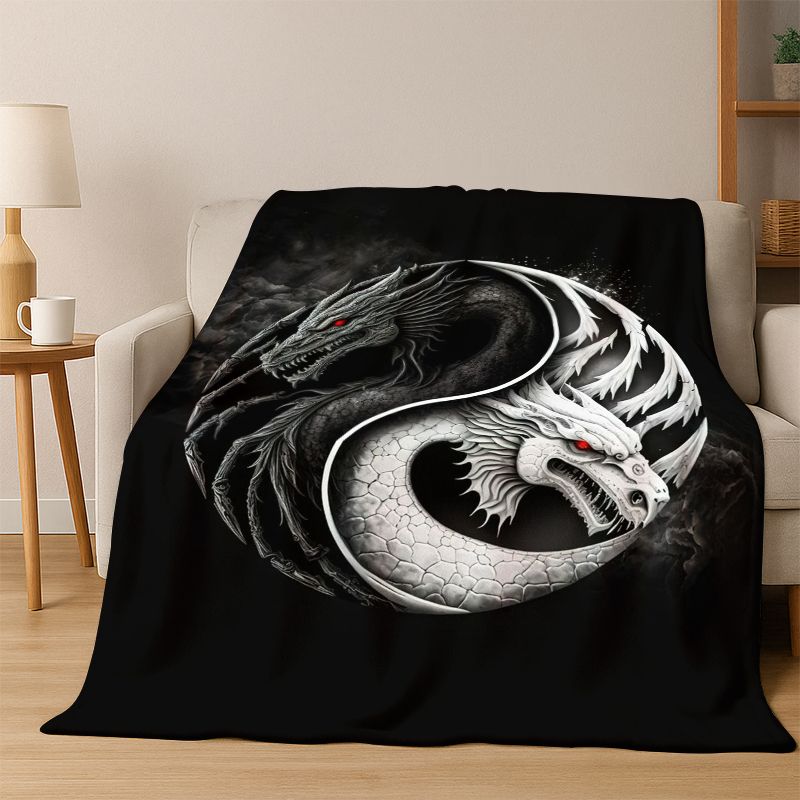 Yin Yang Symbool Chinese Tai Chi Flanellen Deken Zacht Warm Plaid voor Slaapkamer Woonkamer Bed Reizen Kamperen Picknick Cadeau
