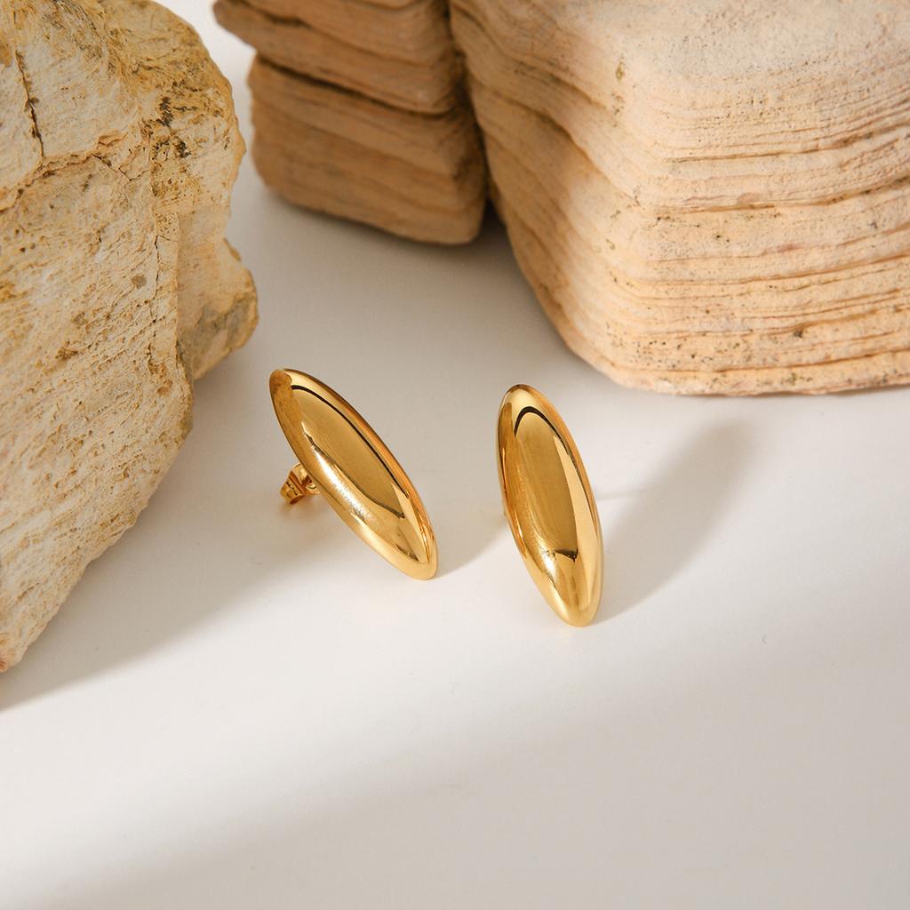 High Quality 18K Gold Plated Smooth Water Drop Stainless Steel Fashion Jewelry Women Earrings