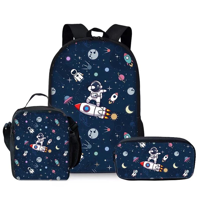 Space Planet Series Three Piece Set Backpacks for Boy and Girls Best Gifts 3D Cartoon School Backpack for Children
