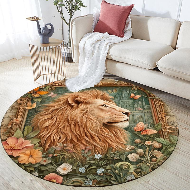 Sheet Music Piano Animals,Round Area Rug,Carpet Rug for Living Room Bedroom Sofa Playroom Decor,Non-slip Floor Mat 80cmx80cm