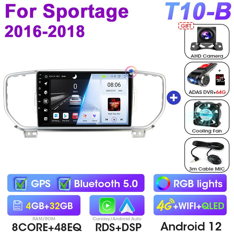 Android 12 Car Radio For KIA Sportage KX5 2016 - 2018 2 Din GPS WIFI Carplay Auto Stereo Intelligent Systems Smart Autoradio