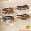 Kitchen Under Cupboard Hanging Organizer Rack with Hook Paper Towel Rags Hanger Cutting Board Pot Cover Holder Storage Shelf