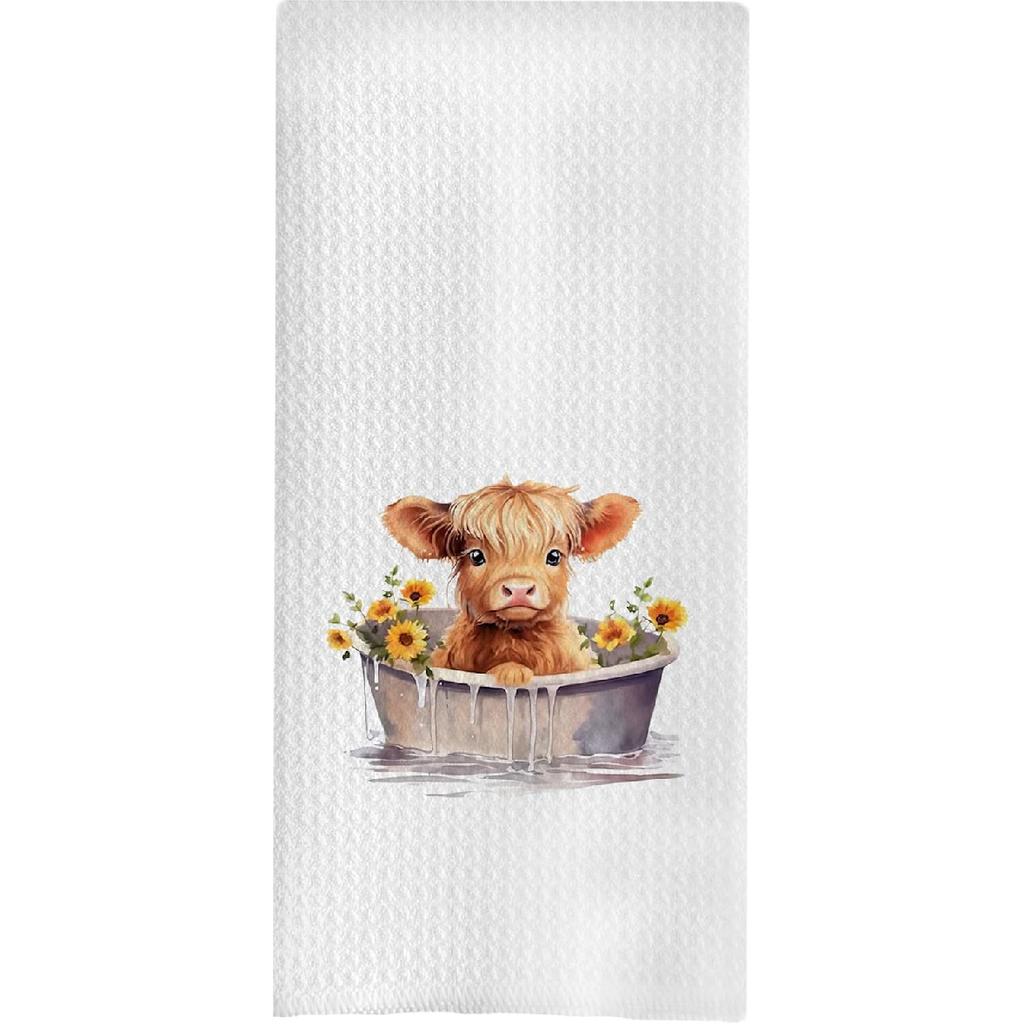 Highland Cow Bathroom Kitchen Towels - Hello Sweet Cheeks Western Bathroom Kitchen Decor,Farmhouse Western Cow Decorative Hand Towels 16x24, Funny