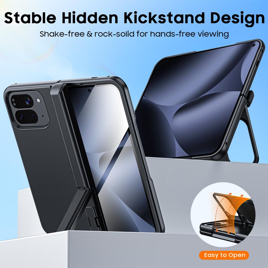 Magnetic for Google Pixel 10 Pro Fold Phone Case with Stand,Fit for Magsafe,Hinge Protection,Built-in Dual Hidden Kickstand,Screen Protector-Black
