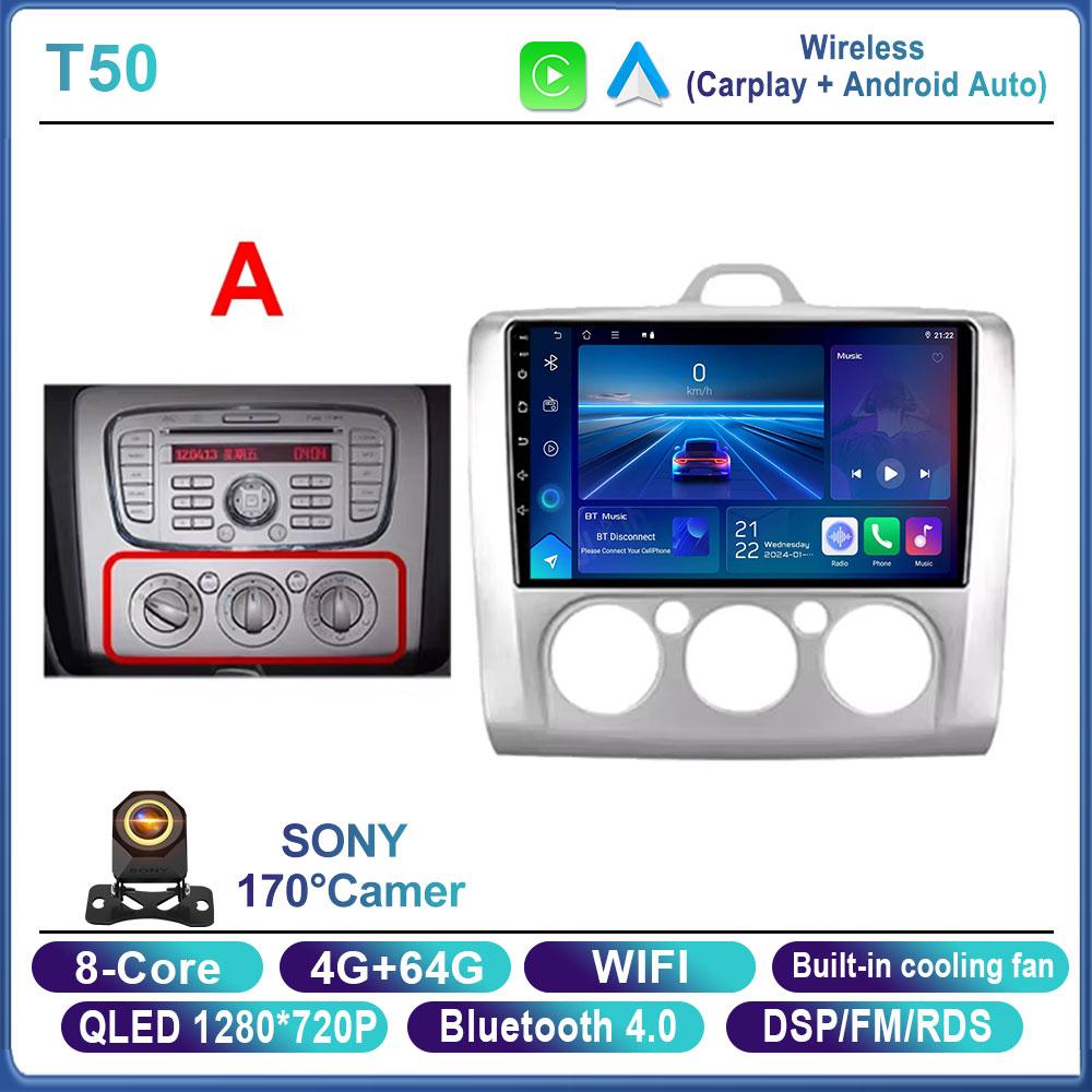 Android 16 For Ford Focus 2 3 Mk2 Mk3 2004 2005 2006 2007 - 2011 Car Radio Navigation Multimedia Player WIFI+4G GPS Carplay Auto