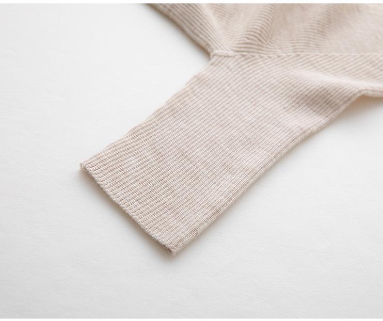 Autumn/Winter 100% Wool V-Neck Sweater Dress with Five-Quarter Sleeves